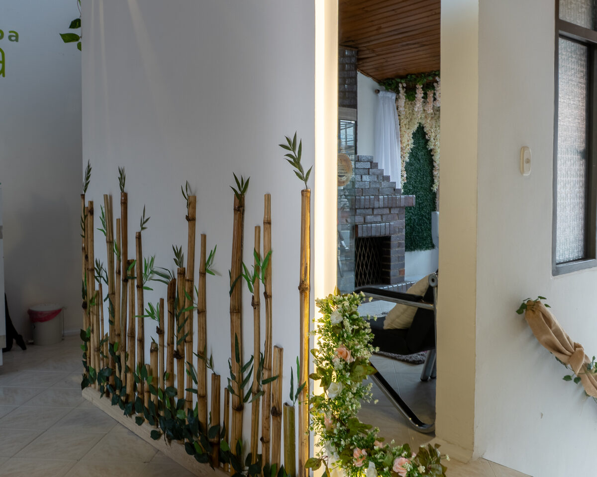 Interior natural de SANA Spa con bambú y plantas